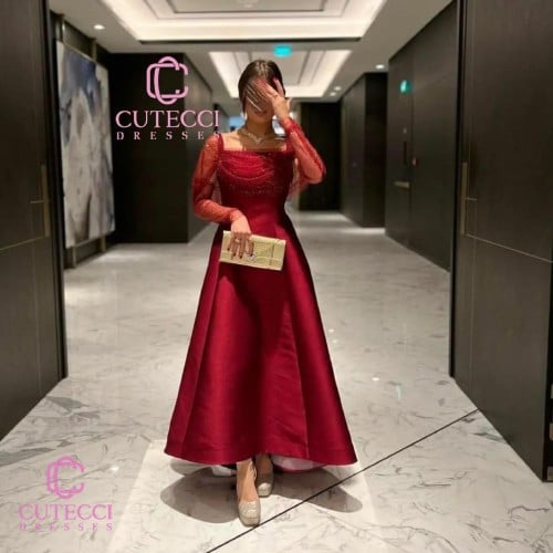 فستان ميكادو مرصع بفصوص كريستال | فساتين خطوبة فخم...