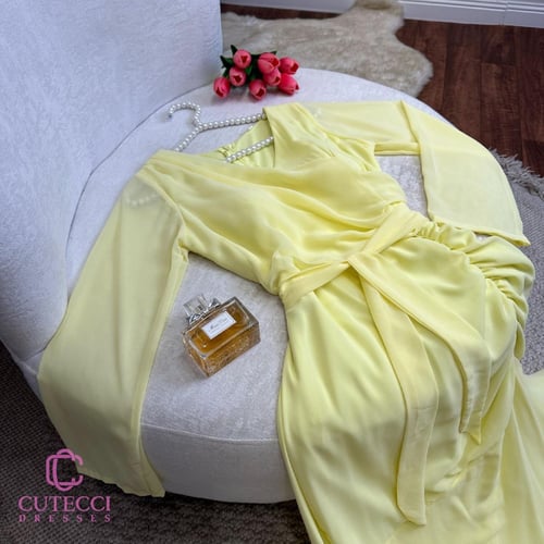 فستان سهرة ليموني نااعم