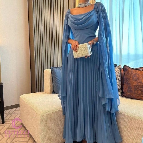 فستان سهرة سماوي شيفون ملكي