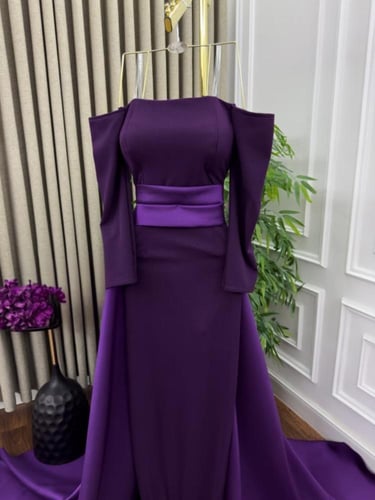 فستان سهرة بنفسجي تب بتفاصيل ناعمة | Cutecci