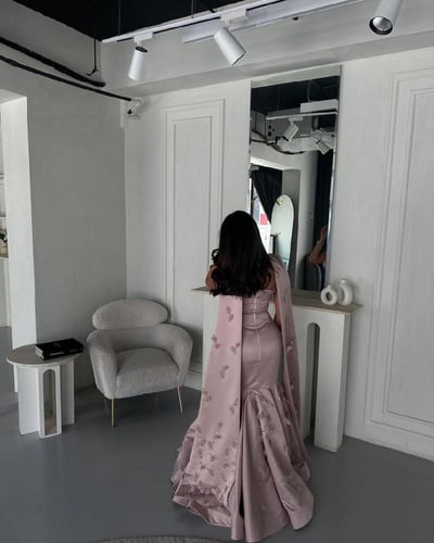 فستان سهرة لحمي تفته كوري دبل كلوش