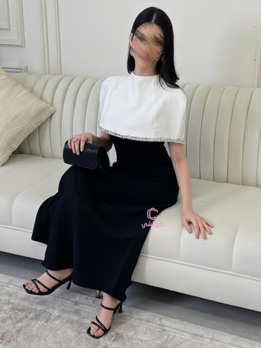 فستان العيد انيق بسترة مزينة بالكريستال | Cutecci