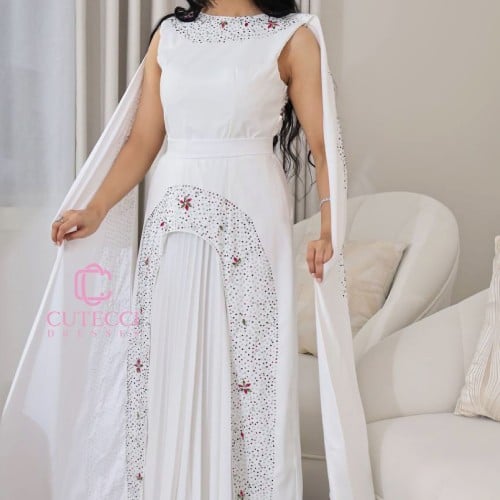 فستان سواريه سكري أنيق مطرز راقي