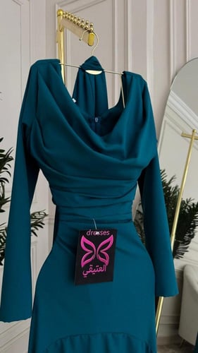 فستان بترولي قماش تفتة استرتش