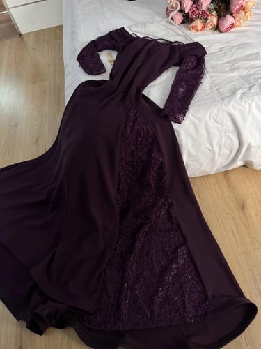 فستان سهره ليلكي دانتيل أنيق