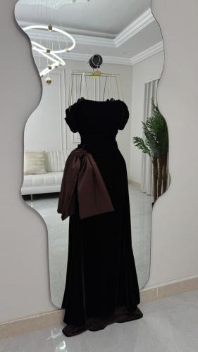 فستان سهرة مخمل كوري أنيق