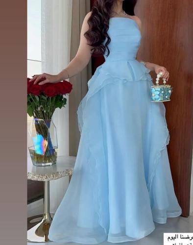 فستان سهرة سماوي تب جزار