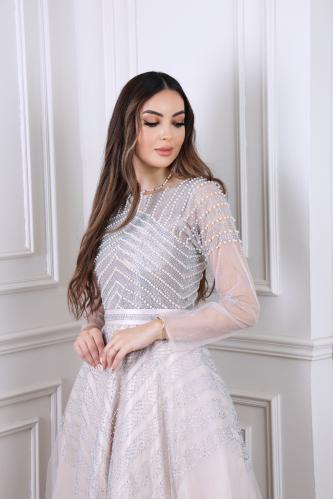 فستان سهرة لؤلؤي فخم بفصوص راقية – كيوتشي CUTECCI