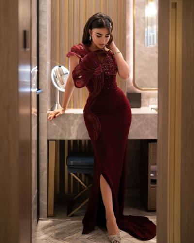 فستان برغندي ملكي لو ڤين | Cutecci