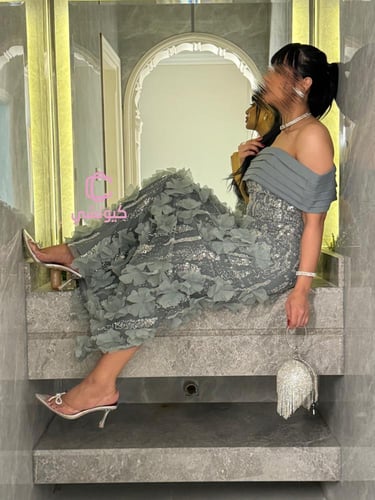 فستان سهرة تيفاني راقي بتطريز لامع