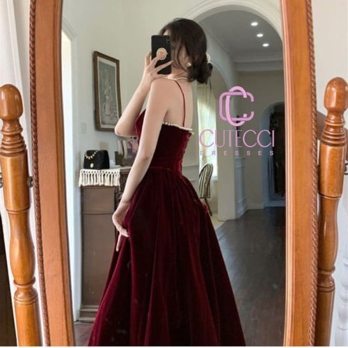 فستان عودي نافش ميدي شتوي من CUTECCI – لمسة شتاء ر...