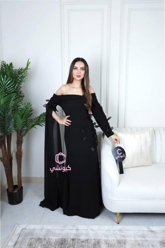 فستان سهرة أسود كريب فاخر من Cutecci – شحن سريع وخ...