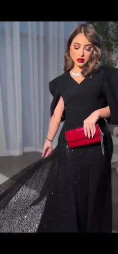 فستان سهرة اسود مبطن راااقي