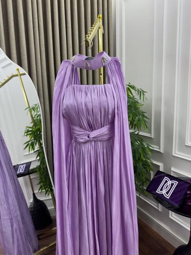 فستان سهرة كرنكل بنفسجي كلوش ملكي