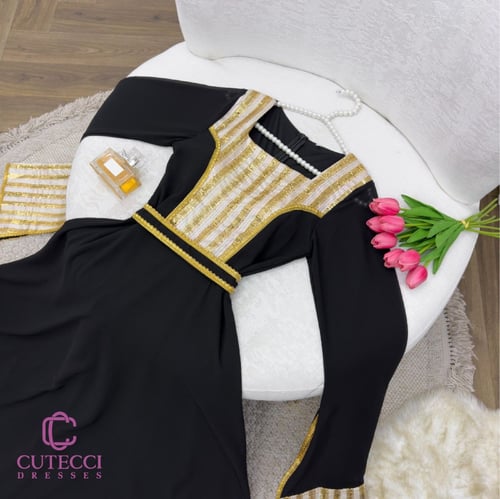 جلابية سواريه سوداء كم طويل فخمة