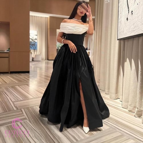 فستان اسود اوف شولدر سهرة جريء من كيوتشي