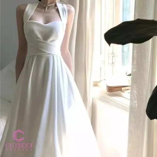 فستان سهرة سكري علاقي ناعم