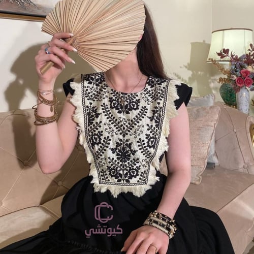 جلابية رمضانية كيوتشي CUTECCI – ميد أسود بتطريز فا...