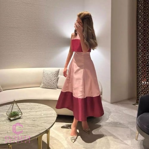 فستان مناسبات وردي توتي متوسط الطول | تألقي بأسلوب...