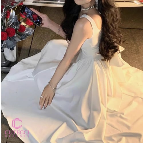 فستان سهرة ميدي سكري ربط فيونكا