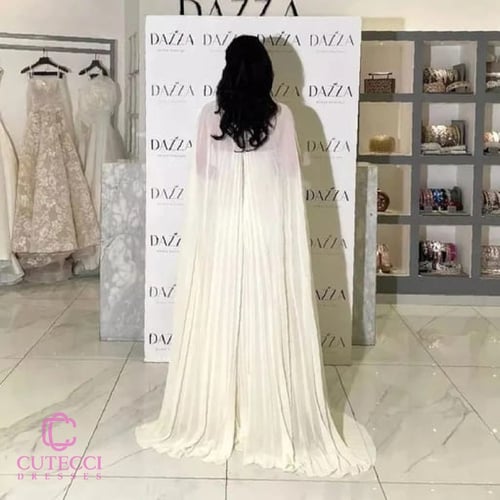 فستان سهرة شيفون لؤلؤي ملكي