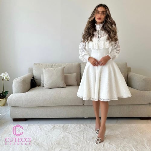 فستان دانتيل أوفوايت منفوش من كيوتشي | إطلالة ملكي...