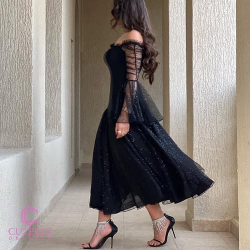 فستان سهرة أسود ميد – أناقة خالدة مع CUTECCI