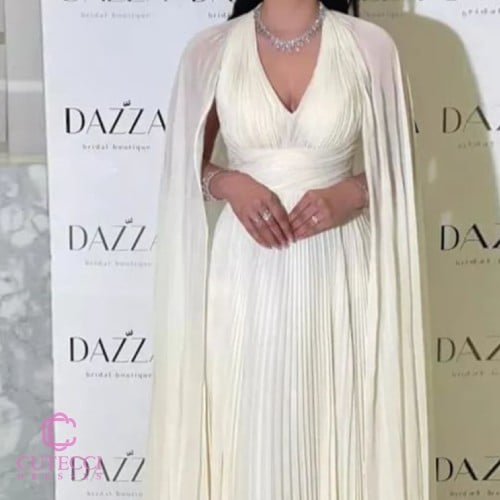 فستان سهرة شيفون لؤلؤي ملكي