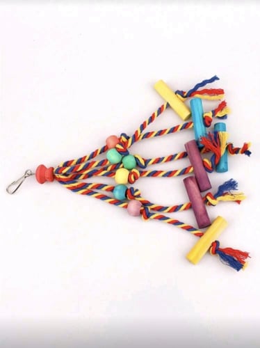 لعبة ببغاء من الحبل والكتل الخشبية الملونة 30 سم