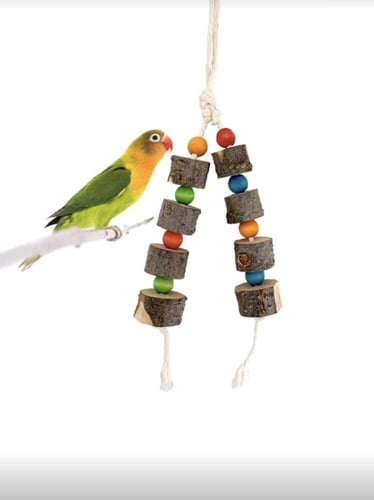 لعبة ببغاء للعض عصا خشبية ملونة 25 سم