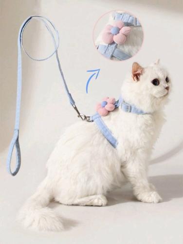 هارنس /صدرية مع مقود شكل زهرة للقطط والكلاب