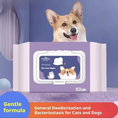 مناديل مبللة للقطط والكلاب 80 قطعة