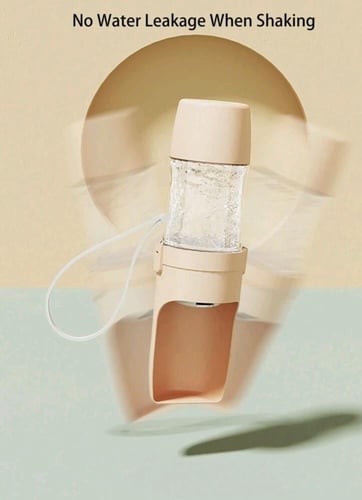 زجاجة محمولة للماء مع حاوية طعام للحيوانات الأليفة