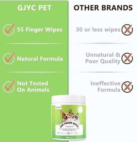 مناديل اصبع لتنظيف الأذن للقطط والكلاب