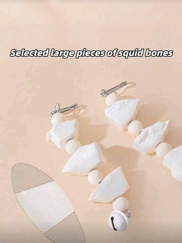 لعبة مضغ للببغاوات من عظم الحبار والخرز الخشبي