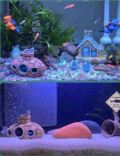 ديكور حوض السمك على شكل غواصة واقعية من الراتنج