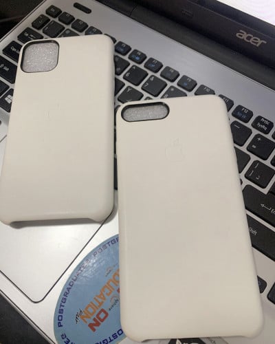 كفر ايفون جلد أبيض White leather case for iPhone