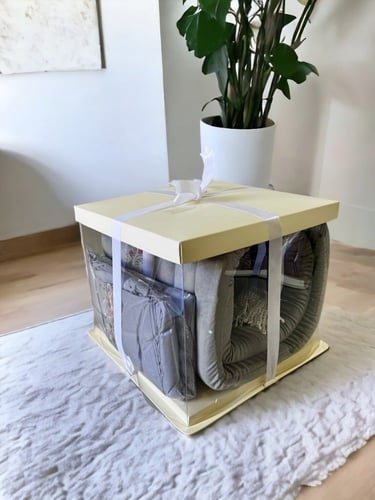 طقم سجادة الصلاة مع شرشف رمادي