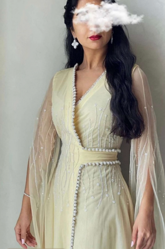 قفطان ناعم كم طويل