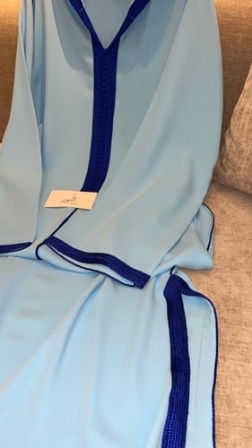 جلابيه تطريز سماوي وأزرق