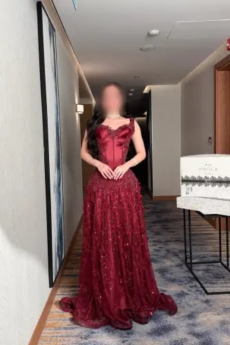 فستان برغ //سهره بزغندي دبل كلوش دانتيل