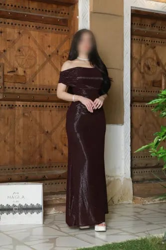 فستان برغندي استرتش لامع