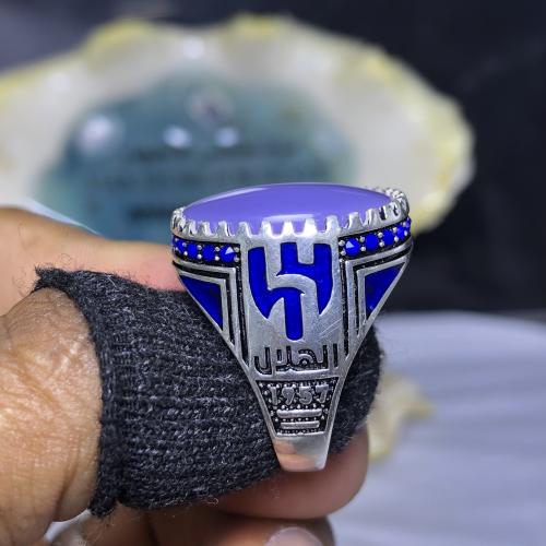 خاتم فضه بحجر العقيق اليماني صياغة منقوشه بشعار ال...