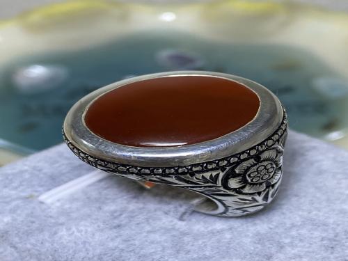 خاتم فضه بحجر العقيق اليماني الأحمر صياغة غلام