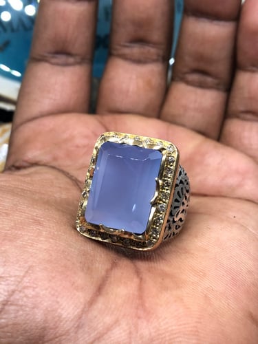 خاتم الفضة بحجر عقيق يماني بصياغة رحماني المقاس 23...