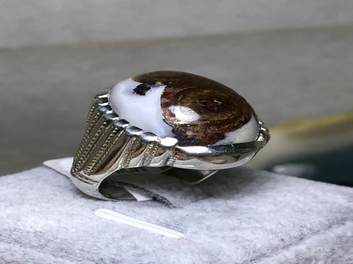 خاتم فضه بحجر داودي صياغة خاصة بختم الر فاعي