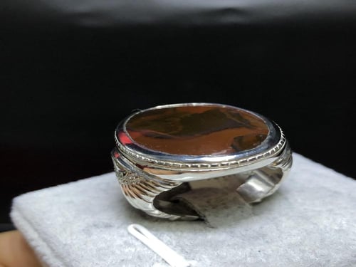 خاتم فضة شمس الرفاعي بحر العقيق المزعفر