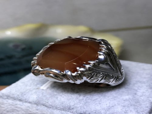 خاتم فضه بحجر العقيق اليماني صياغة حمادة vip