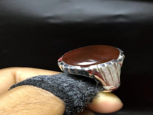 خاتم فضه بحجر العقيق اليماني الكرزي صياغة اسطنبولي...