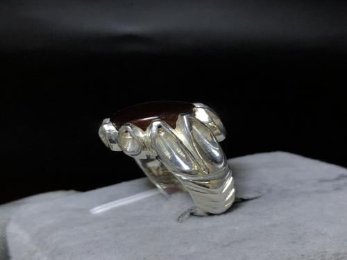 خاتم فضه بحجر العقيق اليماني الكرزي صياغة حماده VI...